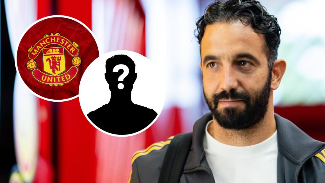 Ruben Amorim with a mystery player inset and a Man United badge