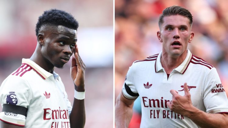 Bukayo Saka alongside his Arsenal teammate Viktor Gyokeres.