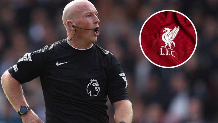 Referee Simon Hooper during the Premier League match between Crystal Palace FC and Liverpool FC at Selhurst Park (Left) A detailed view of the badg...