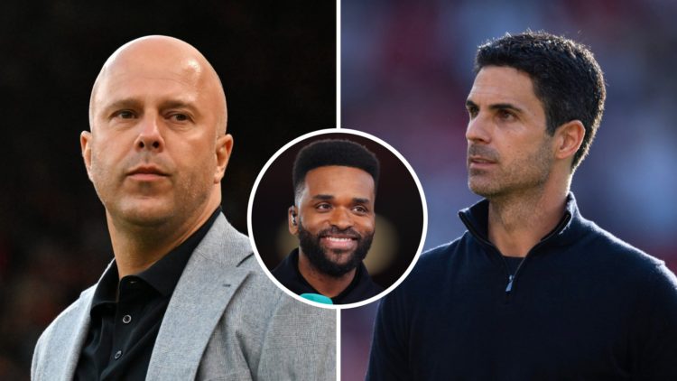 Darrent Bent alongside Liverpool's Arne Slot and Arsenal boss Mikel Arteta.