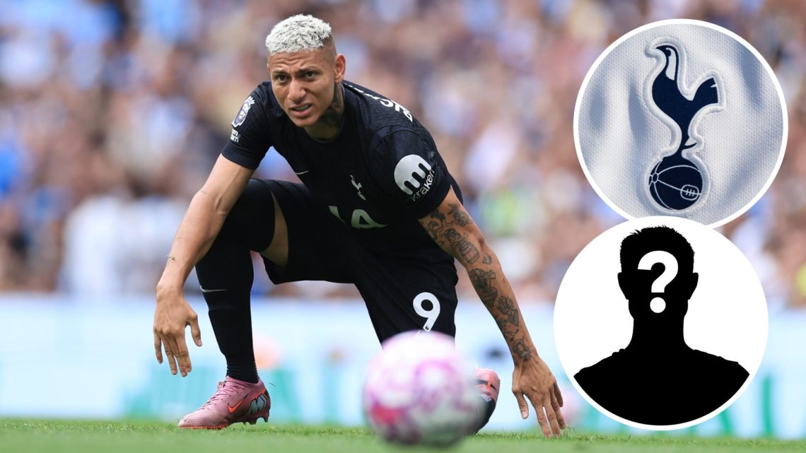 Tottenham Hotspur striker Richarlison in action against Man City. Inset of a mystery player.