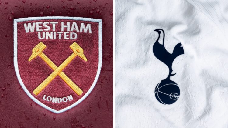 Split image of the West Ham badge and the Tottenham badge