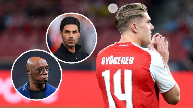Viktor Gyokeres alongside Arsenal boss Mikel Arteta and Ian Wright.