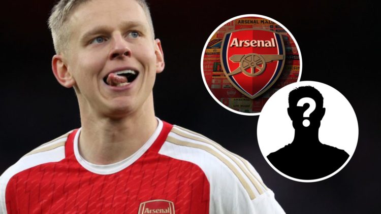 Oleksandr Zinchenko with an Arsenal badge and mystery overlay