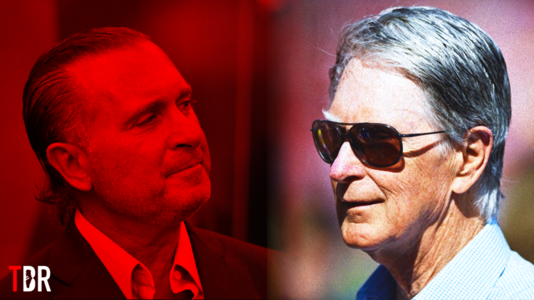 Split image of Liverpool and FSG investors Gerry Cardinale and John Henry, with TBR Football logo