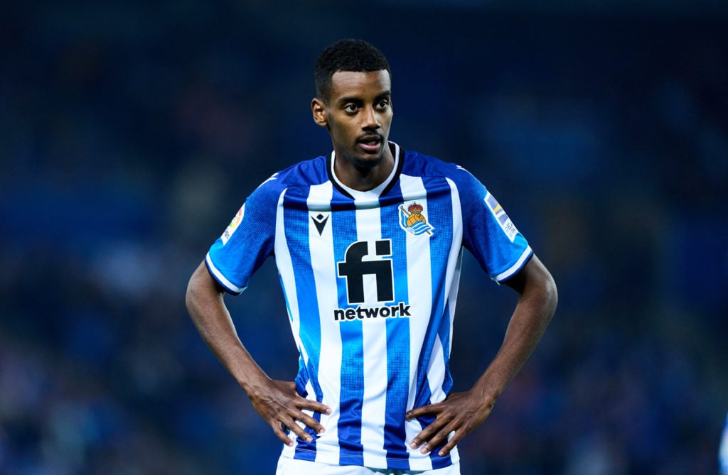 Alexander Isak looks on during Real Sociedad vs Real Betis in La Liga action