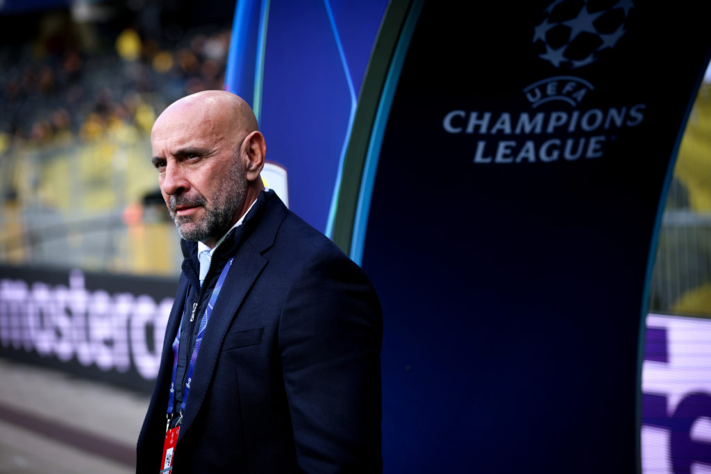 Monchi looks on during Young Boys vs Aston Villa in the Champions League