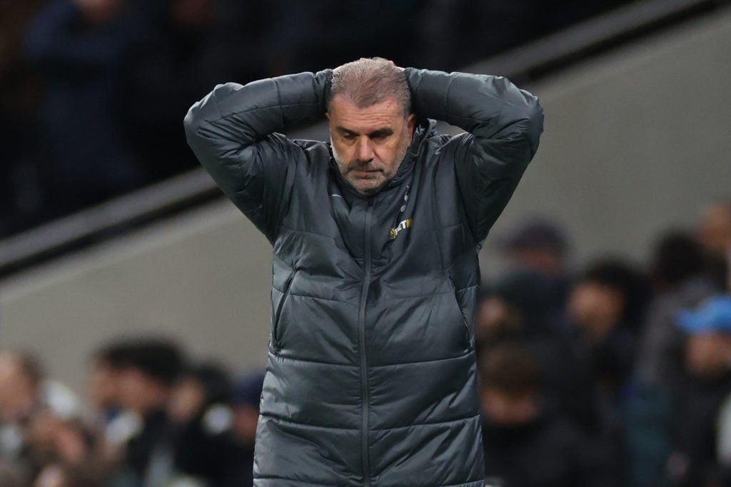 Ange Postecoglou looks dejected during Tottenham Hotspur v Manchester City