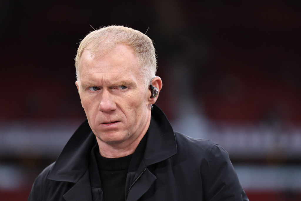 Paul Scholes working as a pundit for TNT Sports at Old Trafford