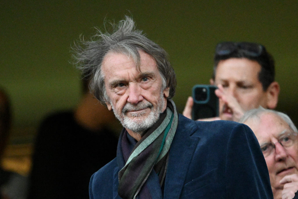 Sir Jim Ratcliffe watches on from the stands during Manchester United's match against Chelsea in May