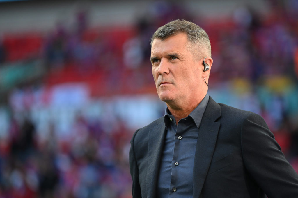 Roy Keane on punditry duties during the FA Cup final at Wembley Stadium