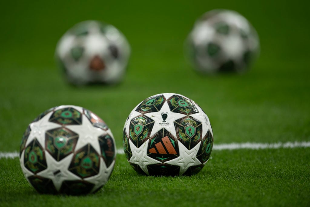A general view of the Champions League ball for the 2024/25 season before Real Madrid vs Arsenal