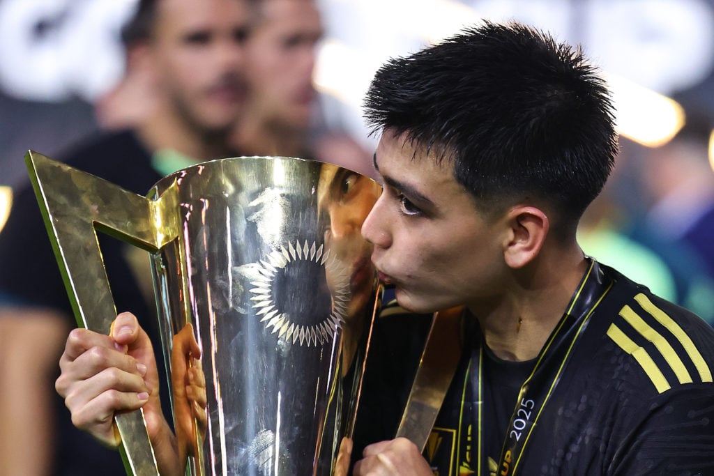 Gilberto Mora after winning the 2025 Gold Cup with Mexico beating the United States.
