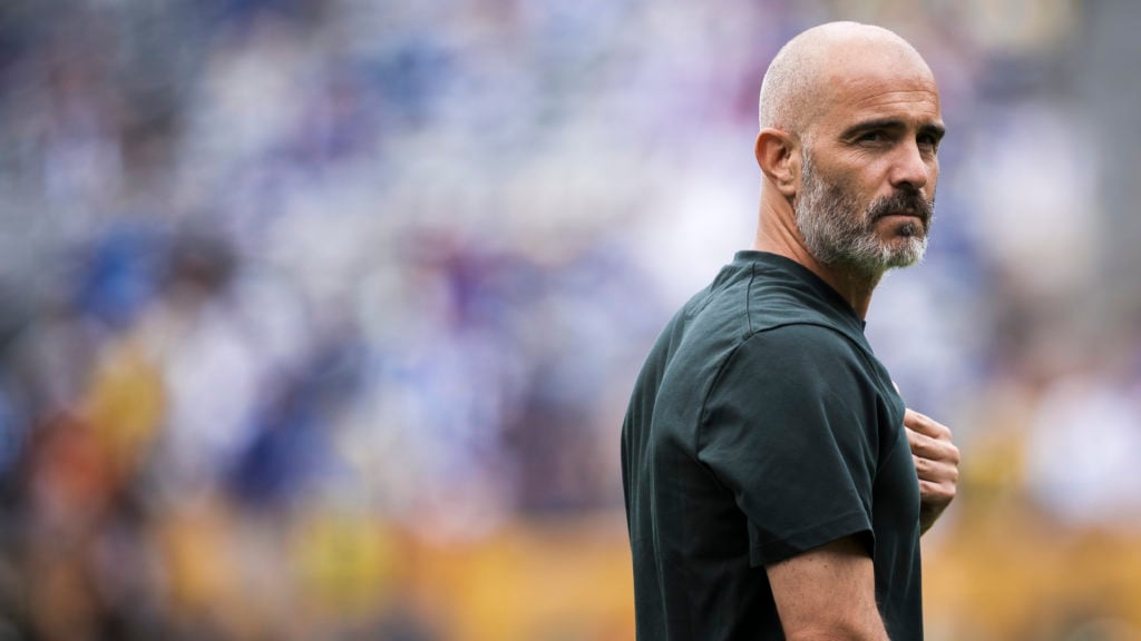Enzo Maresca looks on prior to the 2025 FIFA Club World Cup final between Chelsea and PSG