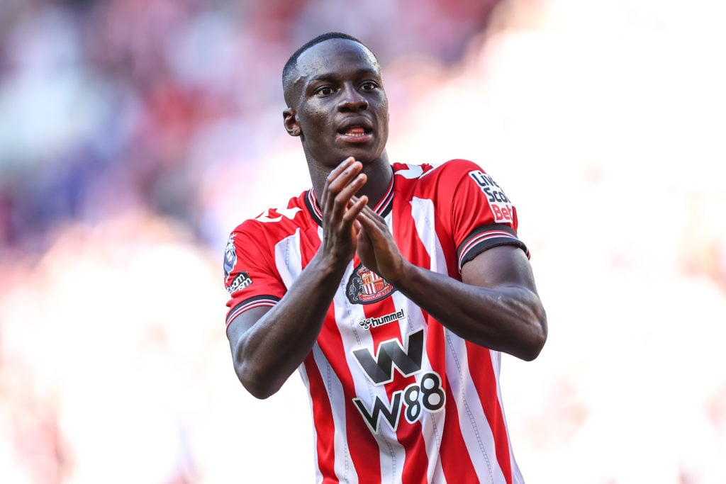 Habib Diarra of Sunderland applauds during the Premier League match between Sunderland and West Ham United at Stadium of Light.