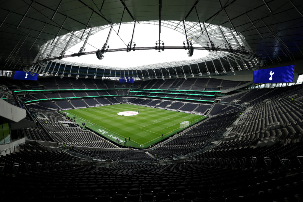 A general exterior view of the Tottenham Hotspur Stadium