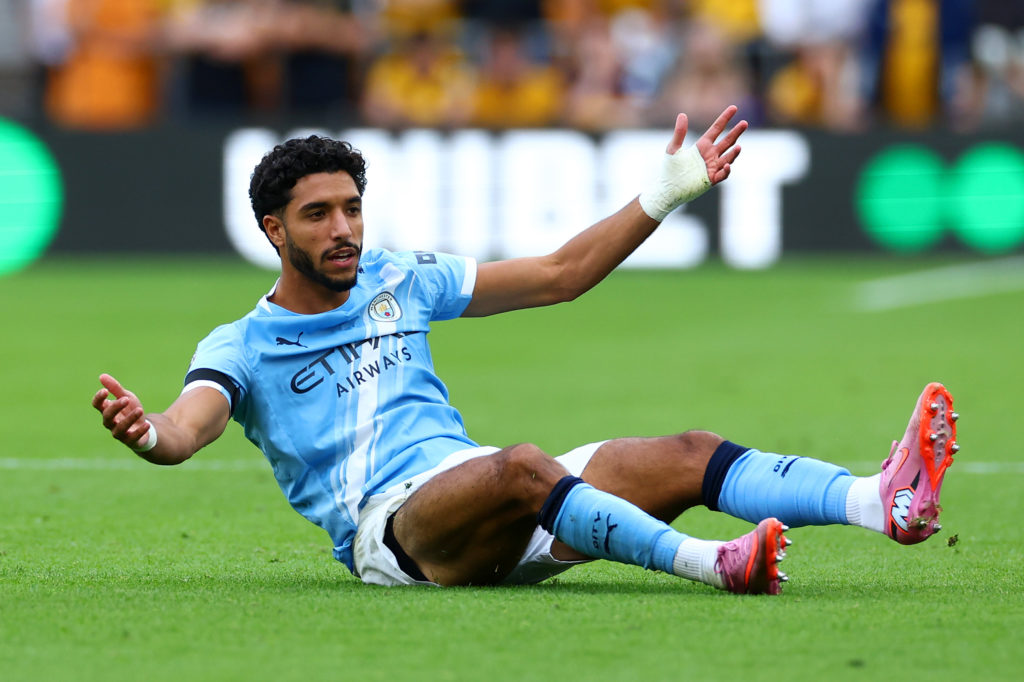 Omar Marmoush reacts during Manchester City's victory over Wolves in the Premier League