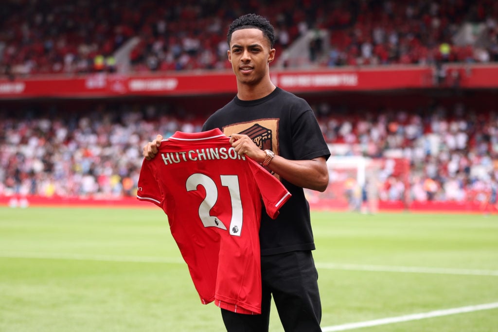 Omari Hutchinson is unveiled as a new Nottingham Forest player during his side's clash with Brentford