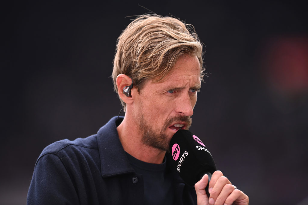 Peter Crouch on punditry duties for TNT Sports before Aston Villa v Newcastle