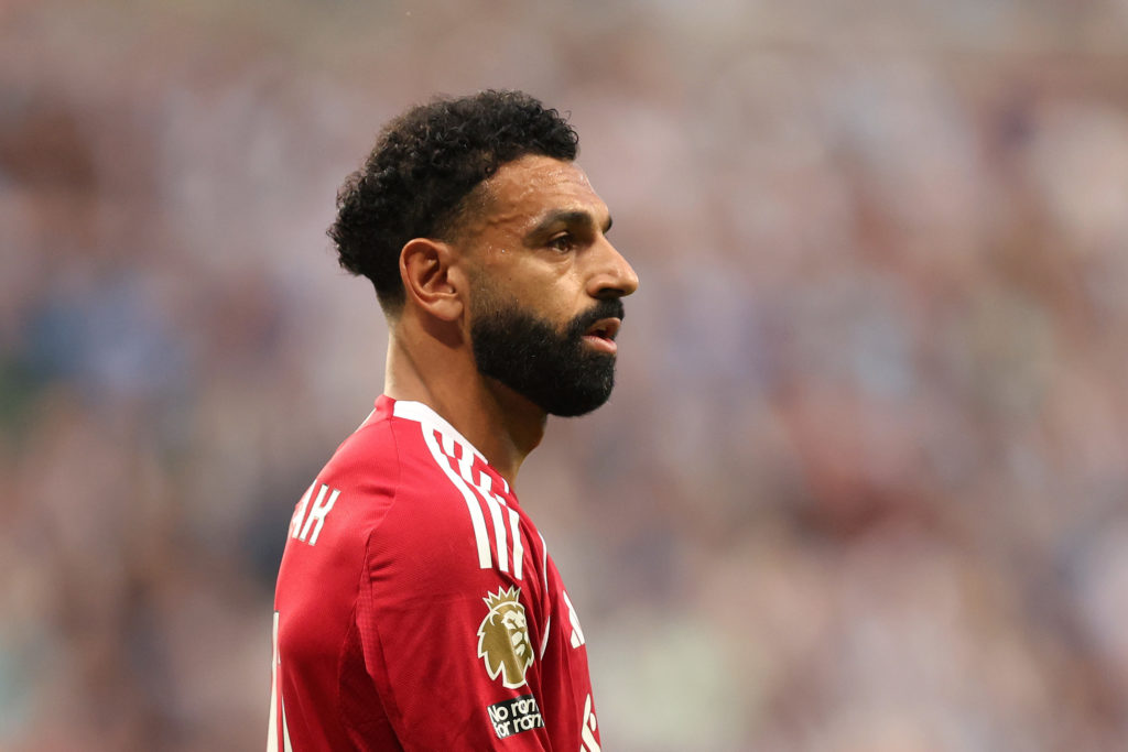 Mohamed Salah of Liverpool looks on during the Premier League match between Newcastle United and Liverpool at St James' Park.