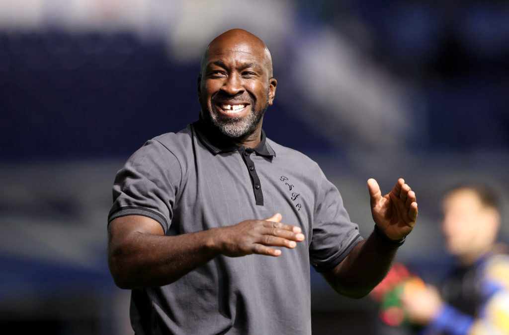 Darren Moore reacts after Port Vale beat Birmingham City in the Carabao Cup