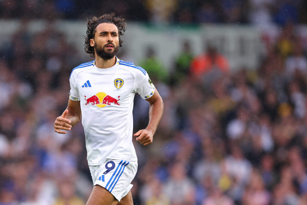Dominic Calvert-Lewin playing for Leeds in the Premier League.