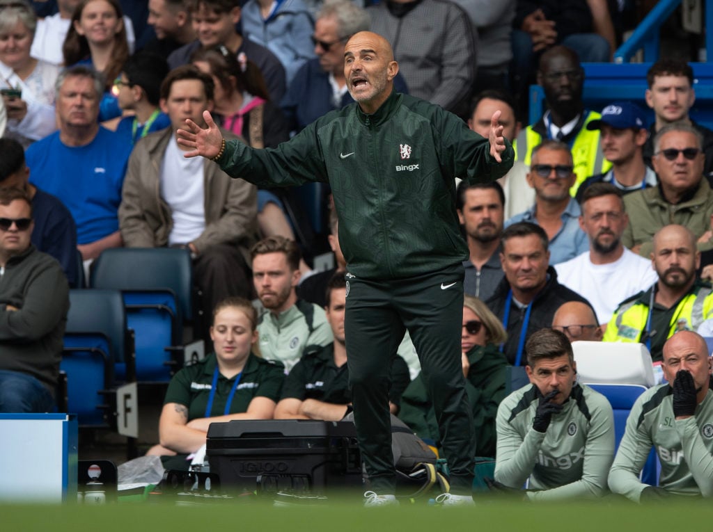 Chelsea manager Enzo Maresca during the Premier League match between Chelsea and Fulham at Stamford Bridge.