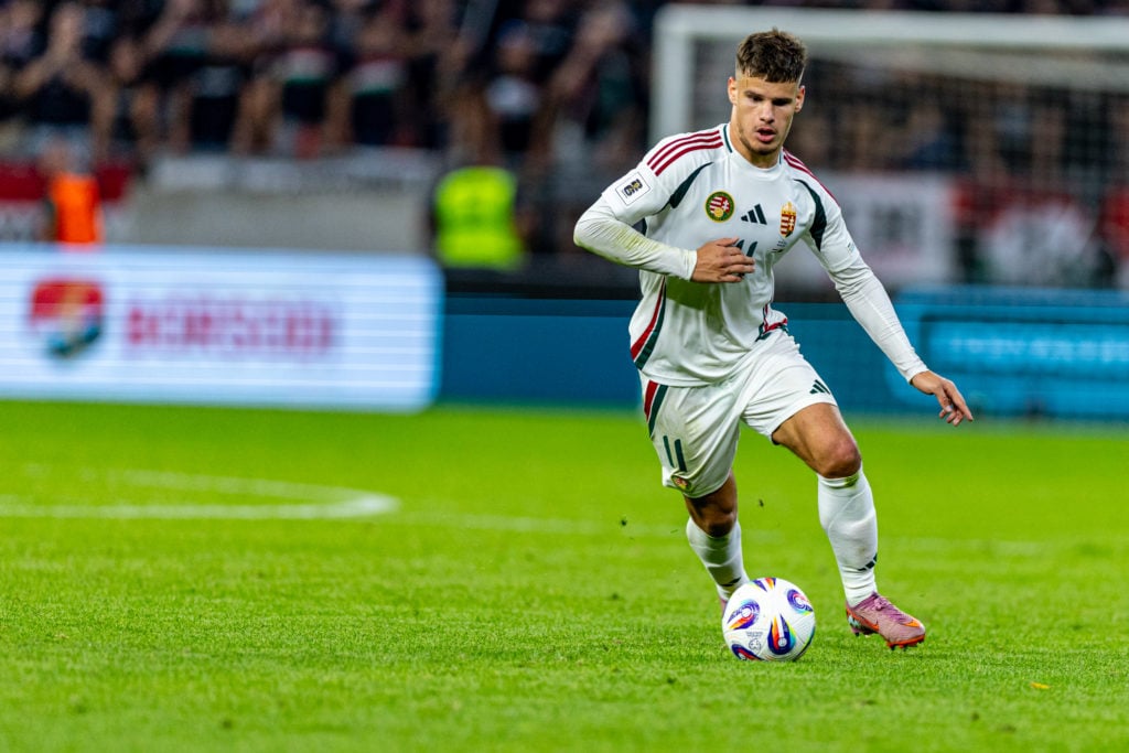 Milos Kerkez in action for Hungary against Portugal