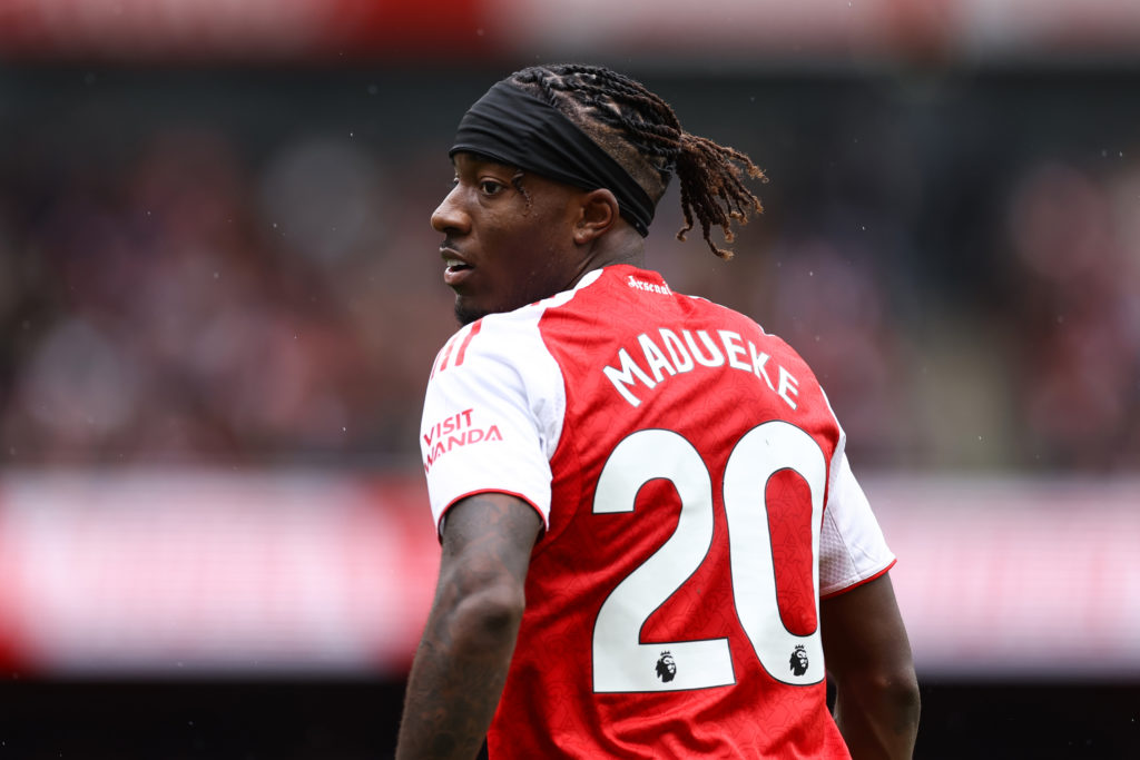Noni Madueke of Arsenal during the Premier League match between Arsenal and Nottingham Forest at Emirates Stadium.