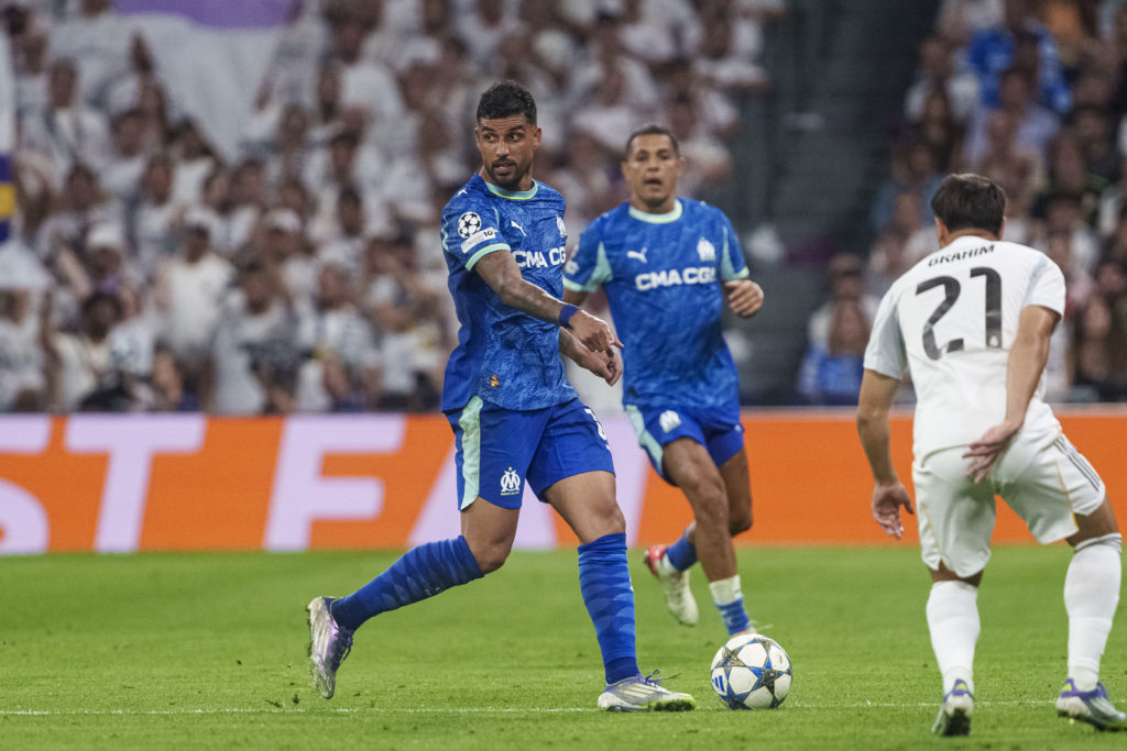 Emerson Palmieri is pictured in action during Marseille's defeat against Real Madrid in the Champions League