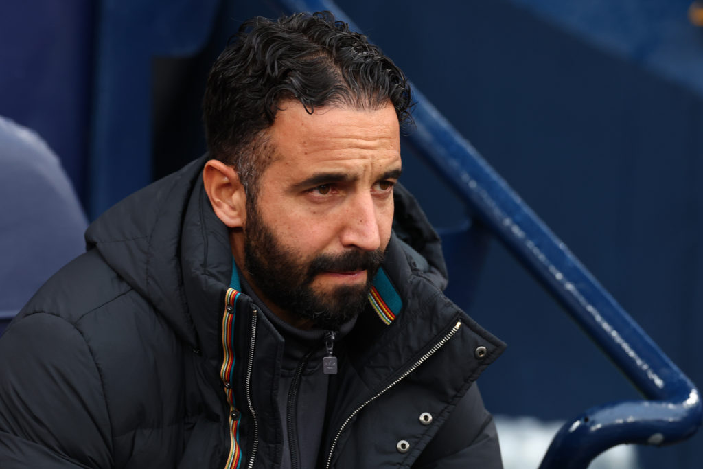 Ruben Amorim watches on as Manchester United lose to Manchester City in the Premier League