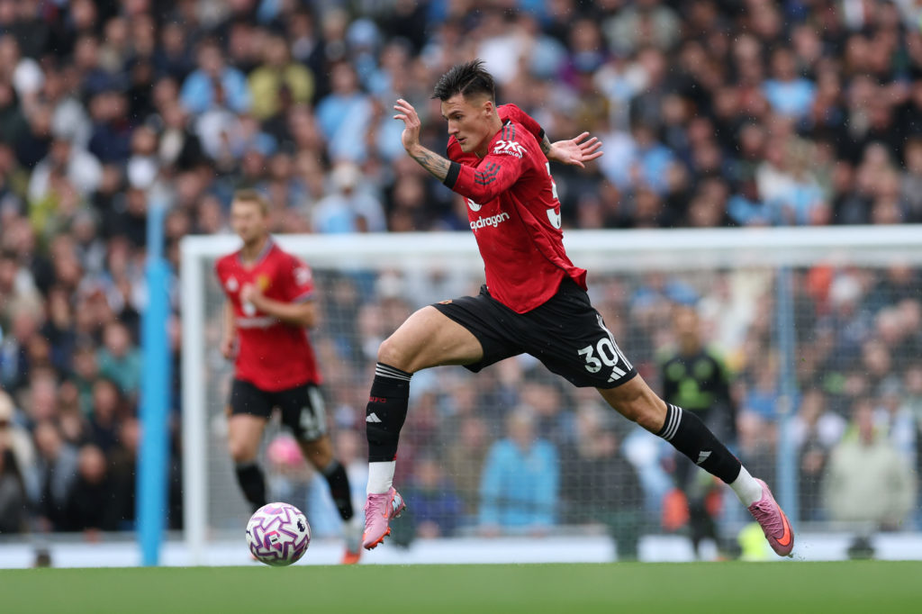 Benjamin Sesko during Manchester City v Manchester United in the Premier League
