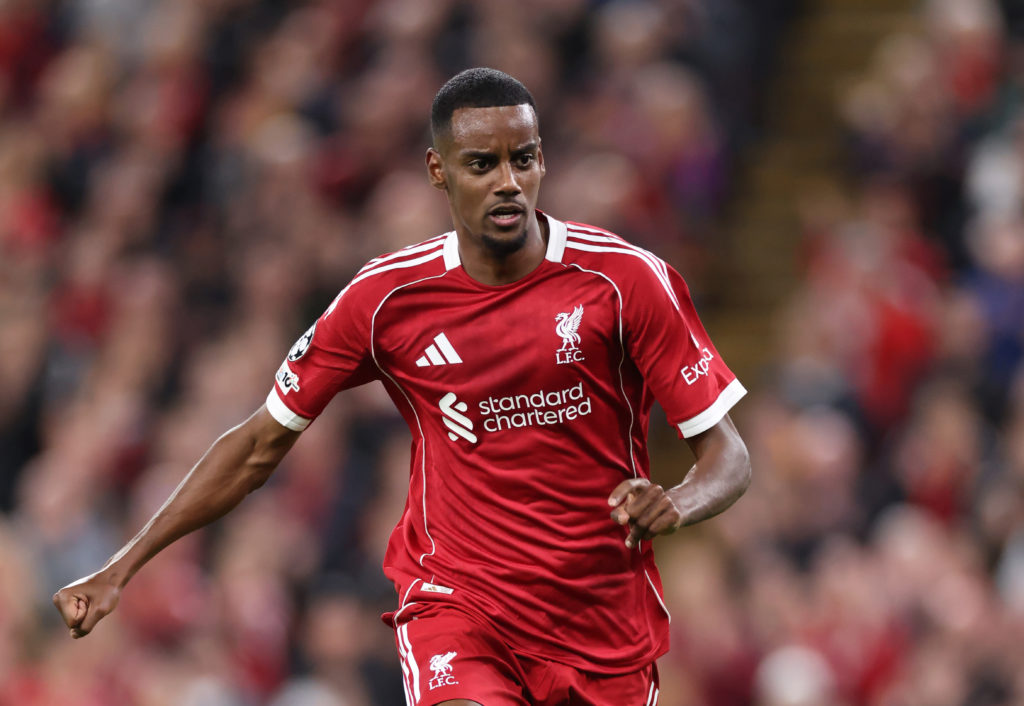 Alexander Isak in action during Liverpool v Atletico Madrid