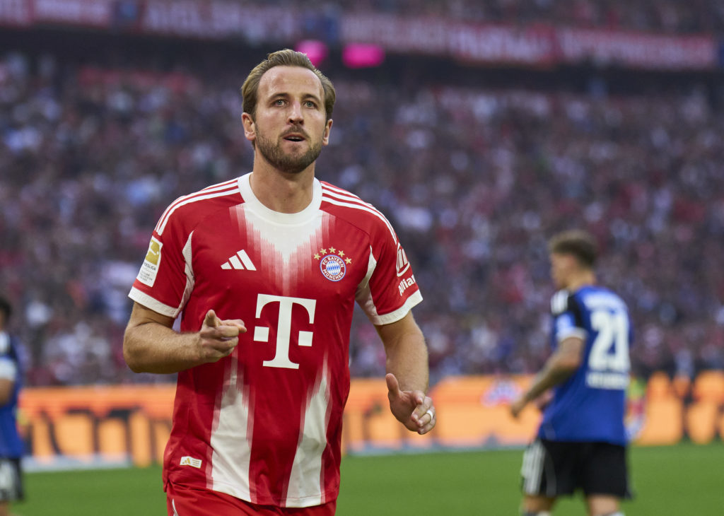 Harry Kane in action for FC Bayern München v Hamburger SV