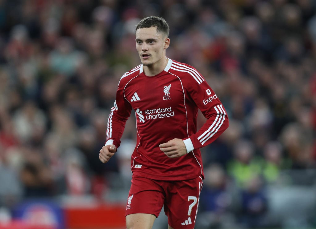 Florian Wirtz in action during Liverpool FC v Atletico de Madrid