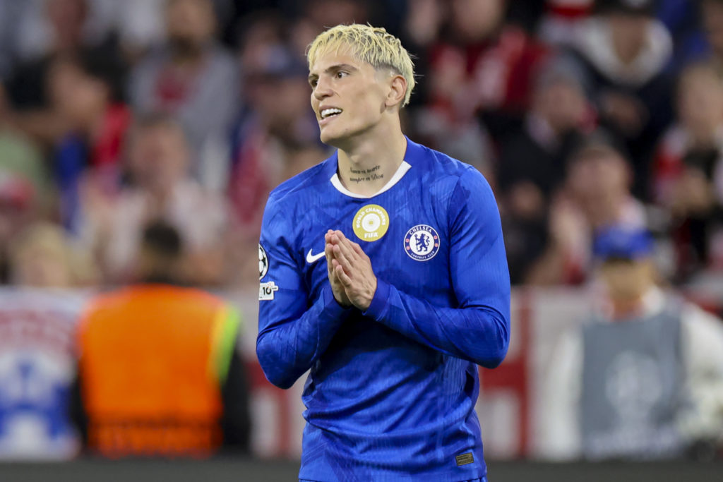 Alejandro Garnacho in action during Chelsea's Champions League defeat against Bayern Munich
