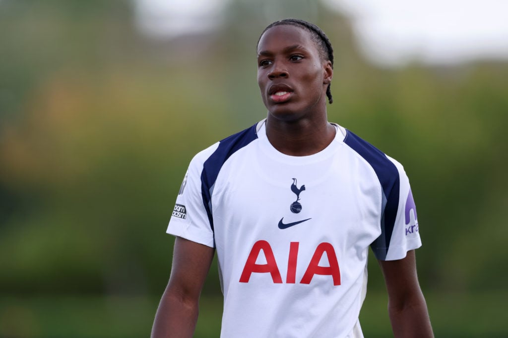 Jun'ai Byfield in action for Tottenham Hotspur U-19 v Villarreal in the UEFA Youth League