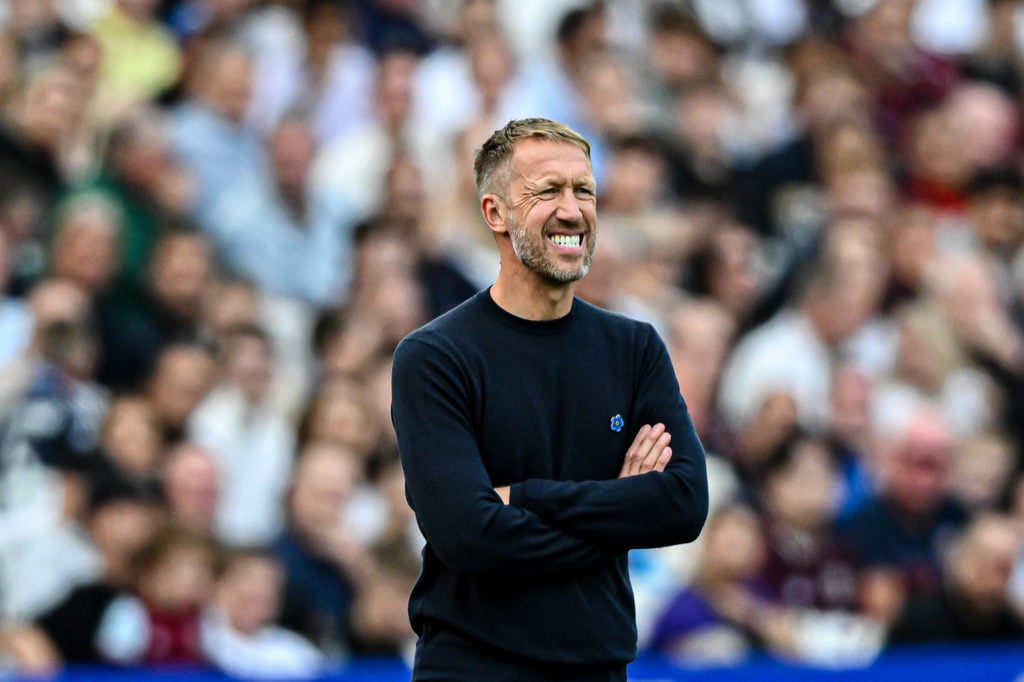 Graham Potter grits his teeth during West Ham United's defeat against Crystal Palace