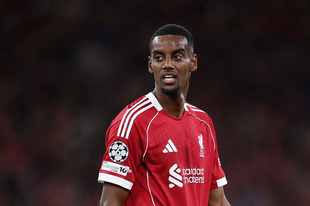 Alexander Isak of Liverpool looks on during the UEFA Champions League 2025/26 League Phase MD1 match between Liverpool FC and Atletico de Madrid.
