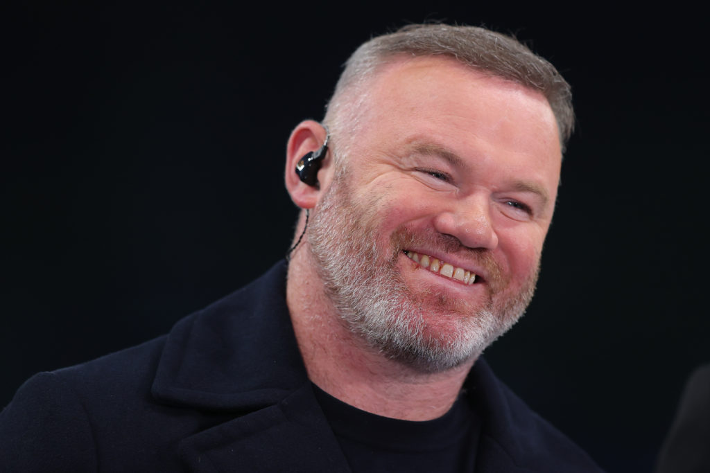 Wayne Rooney on punditry duties for Amazon Prime during Tottenham's victory against Villarreal in the Champions League