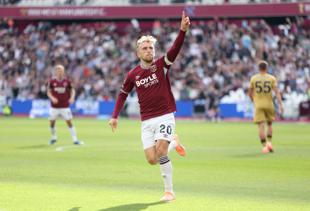 Jarrod Bowen celebrates scoring for West Ham United against Crystal Palace