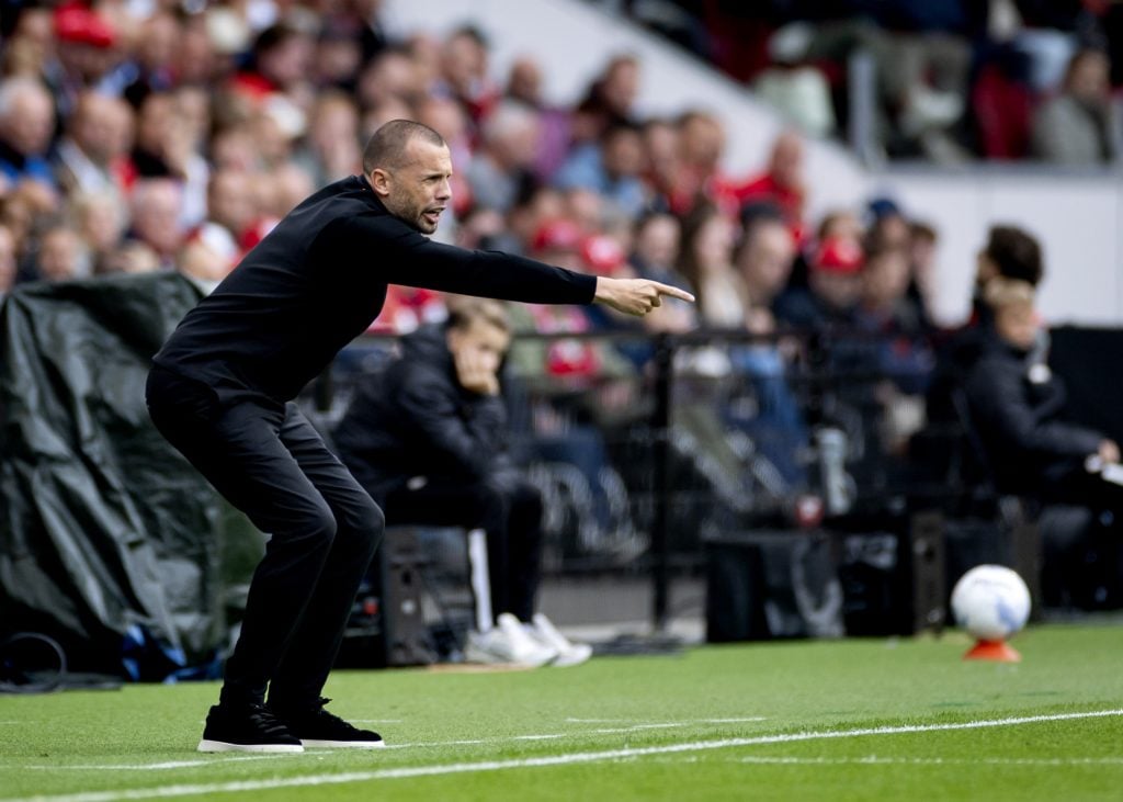 Ajax coach Johnny Heitinga during the Dutch Eredivisie match between PSV Eindhoven and Ajax at the Phillips Stadium.