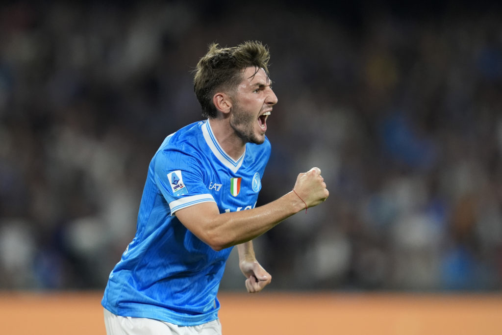 Billy Gilmour celebrates scoring his first goal for Napoli