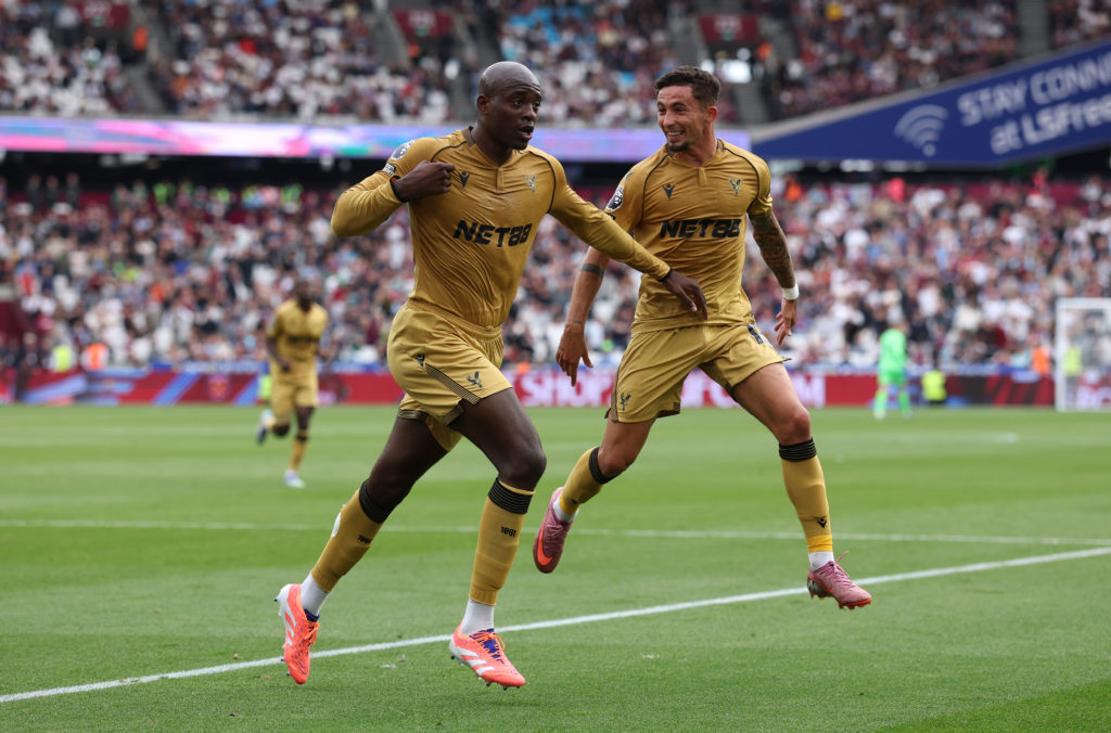 Jean-Philippe Mateta celebrates scoring for Crystal Palace against West Ham
