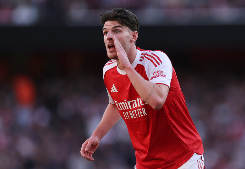 Declan Rice in action during Arsenal's draw with Manchester City in the Premier League