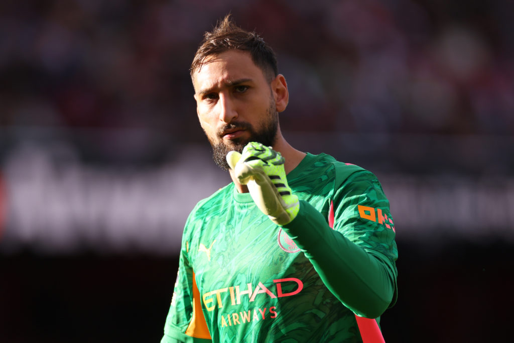 Gianluigi Donnarumma celebrates during Arsenal vs Manchester City