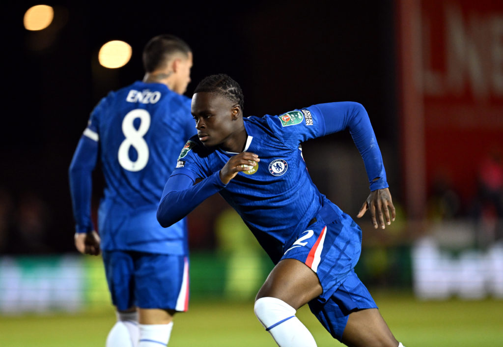 Tyrique George celebrates after scoring Chelsea's equaliser against Lincoln City in the Carabao Cup