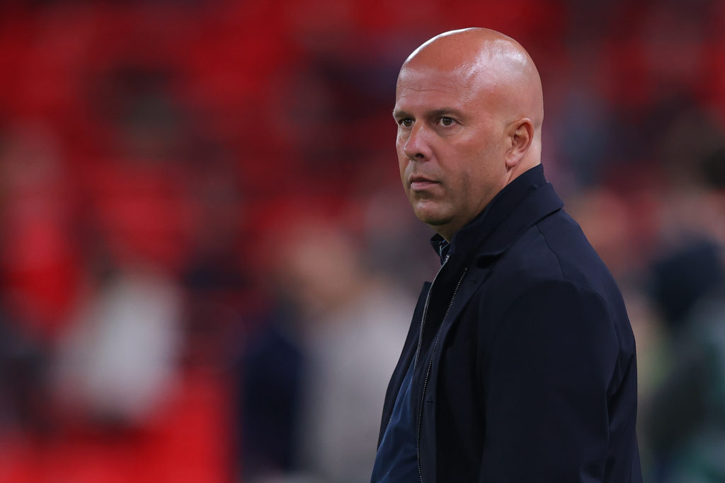 Arne Slot, head coach of Liverpool, during the Carabao Cup Third Round match between Liverpool and Southampton at Anfield.