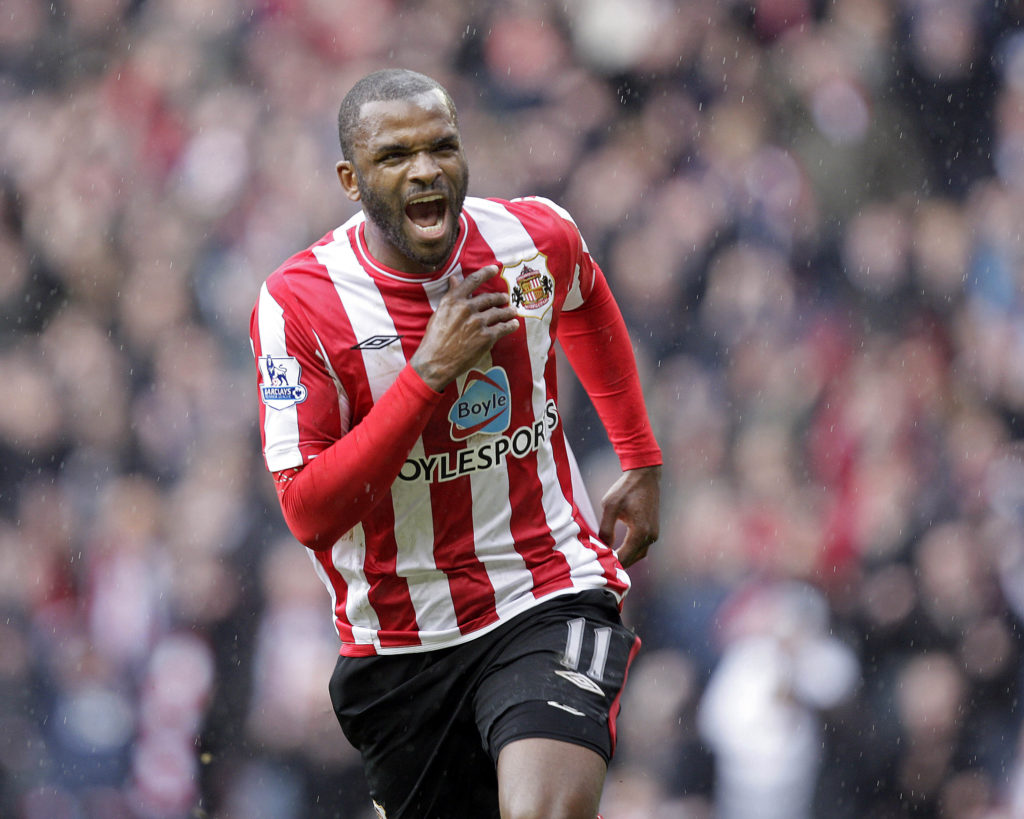 Darren Bent celebrates scoring for Sunderland against Tottenham