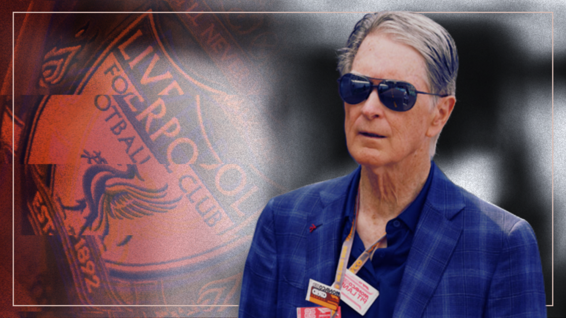 Split image of John Henry and the Liverpool badge